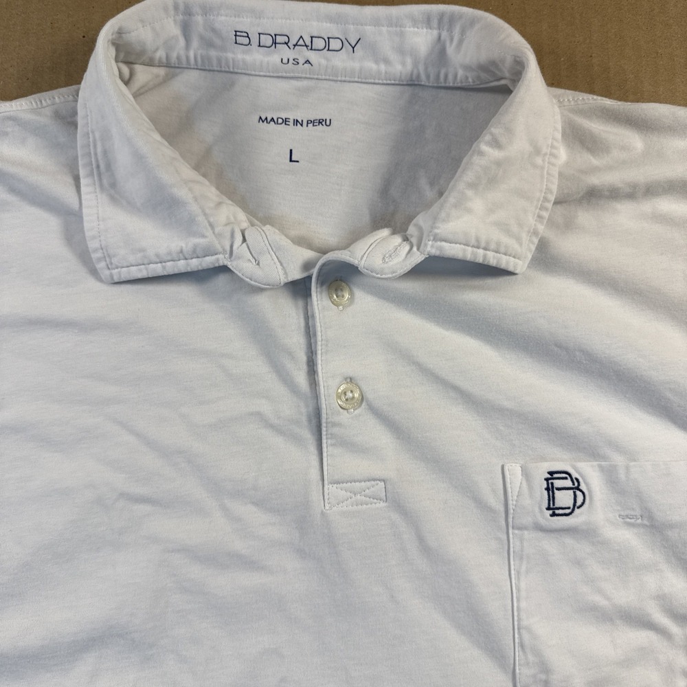 B. Draddy USA Mens Large Grey Long Sleeve Polo Shirt Pocket Made in Peru L